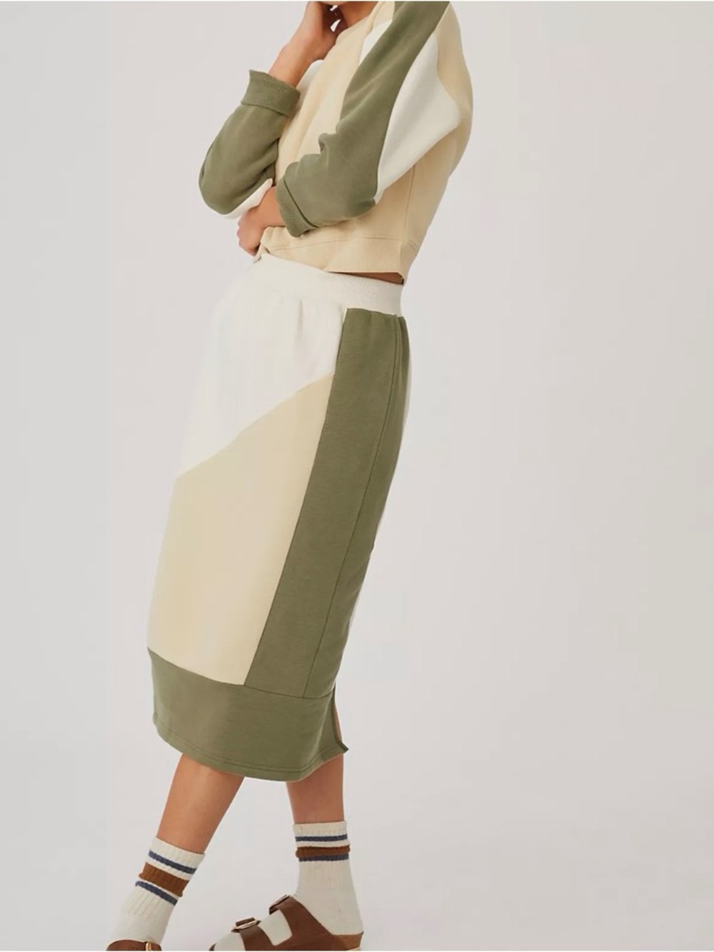 Daily Practice by Anthropologie Colorblocked Midi Skirt